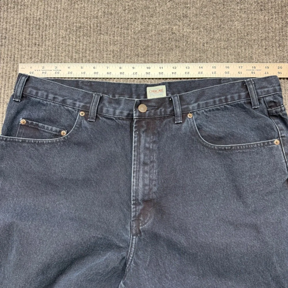Vintage Cherokee Jeans 40x30 Dark Wash 100% Cotton 90s Dad Fit Workwear Denim